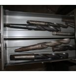 Contents of Drawer - (7) Assorted Large Tapered Drill Bits