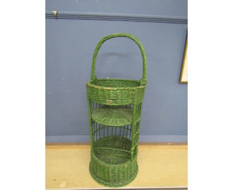 French vintage wicker 3 tier basket carrier- drinks/bread etc 85cmH approx&nbsp;