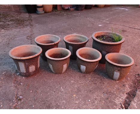 7 Ceramic garden pots. Largest H27cm approx&nbsp;