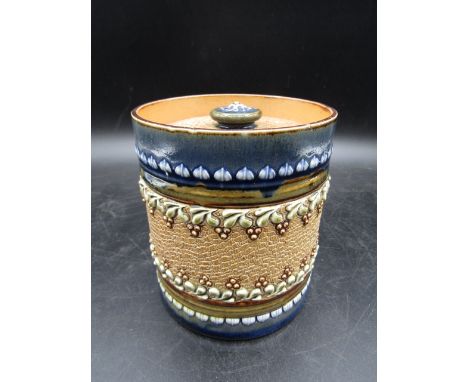 Doulton Lambeth tobacco jar 12cmH