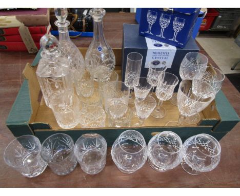Bohemia glassware and decanter, 2 decanters, scotch, Brandy and wine glasses&nbsp;