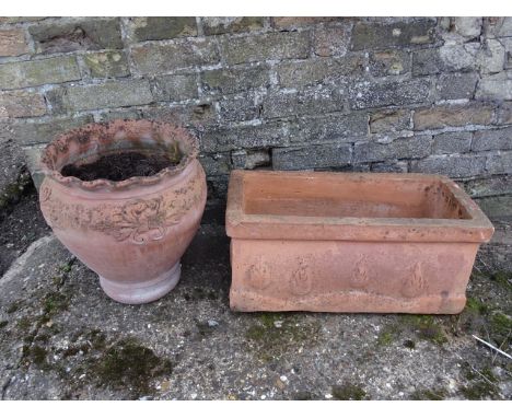 Terracotta garden pot and planter. Pot H38cm Planter L60cm approx&nbsp;