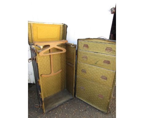 Oshkosh Trunk Co steamer trunk wardrobe early 20thC