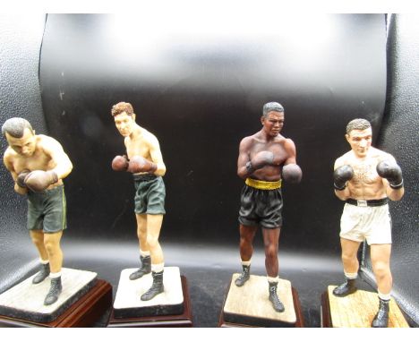 4 Art of Sport cold-cast porcelain boxing figures- Jack Sharkey, James Braddock, Joe Louis and Rocky Marciano