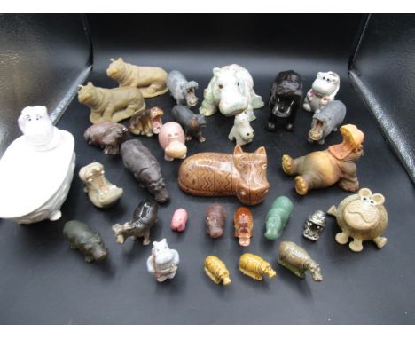 Collection of Hippo's - ceramic, soapstone, 'jade' etc