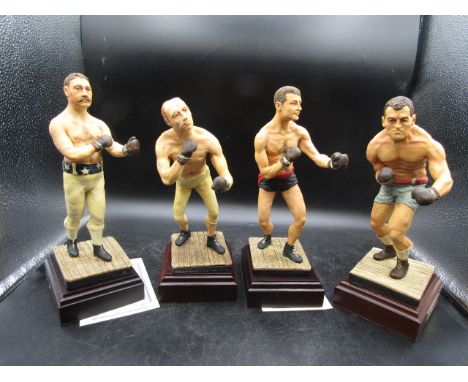 Art of Sport cold-cast porcelain boxing figures- Jon Sullivan, John Fitzsimmons, James Corbett and James Jeffries