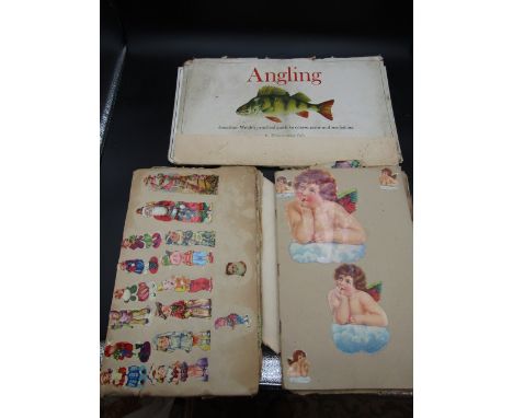 Angling guide book with illustrations and Victorian scrap albums inc 'Princess' Elizabeth newspaper cuttings&nbsp;