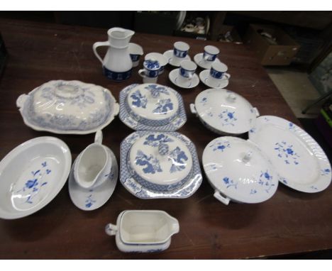 Royal Worcester Blue Box tureens, sauce boat, platter etc and Coffee set (missing pot lid) and 2 Yuan tureens and sauce boat&