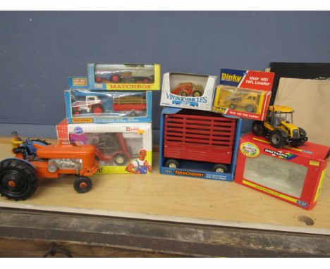 Boxed farming vehicles inc Joal, Dinky, Britain's, Matchbox and a Tricky Tommy wind up tractor&nbsp;