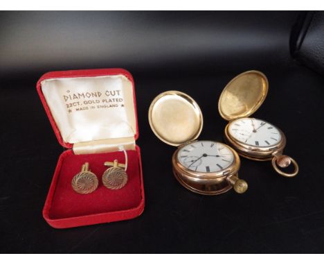 2 Hunter pocket watches - 'American Waltham U.S.A Traveler' movement in a Dennison watch case (Sun, Moon and star) - 'made of