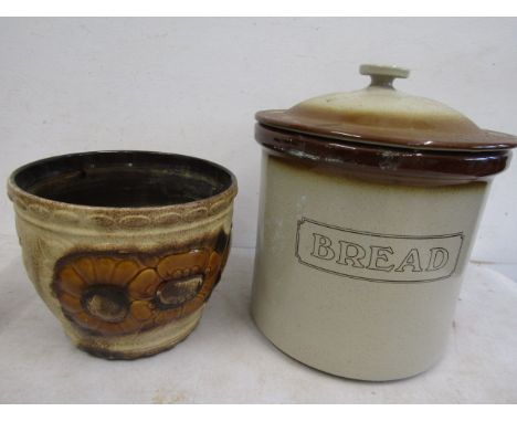West German planter and stoneware bread crock&nbsp;