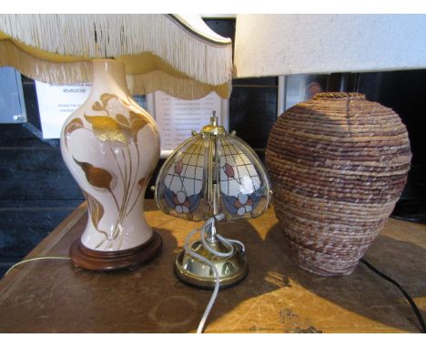 Raffia, Tiffany style and ceramic lamps   