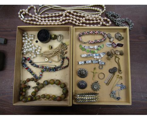 Costume jewellery inc silver brooches and cufflinks, beads, pearls etc etc&nbsp;
