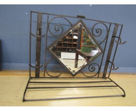 French metal mirror hat/coat rack 66x55cm
