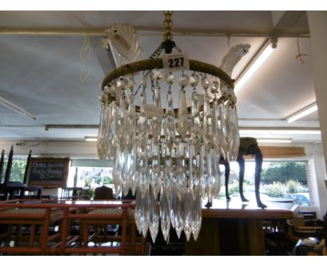 A CRYSTAL DROP CHANDELIER