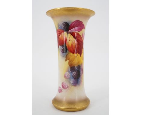 A Royal Worcester fruit study vase hand-painted by K Blake, pattern G 923, circa 1932, 15.5 cm 