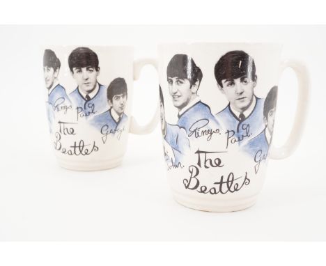 Two 1960s The Beatles ceramic mugs, the based impressed England, manufactured by Broadhurst Brothers of Burslem