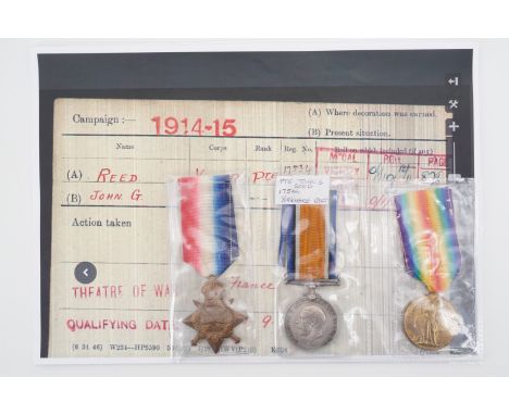 1914-15 Star, British War and Victory Medals to 17534 Pte J Reed, York R