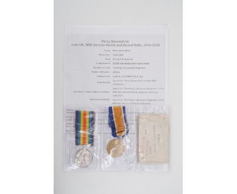 British War and Victory Medals to 200691 A C Sjt P Devonshire, Liverpool R