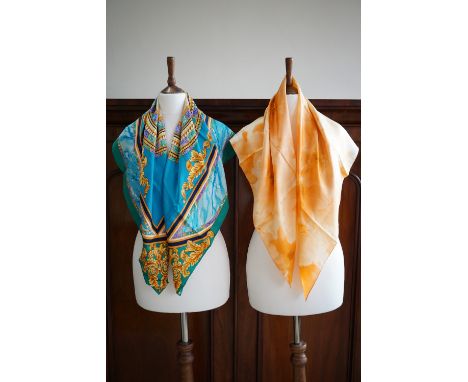 Two vintage designer silk scarves by Ivanka Trump and Pierre Balmain, each 90 x 90 cm