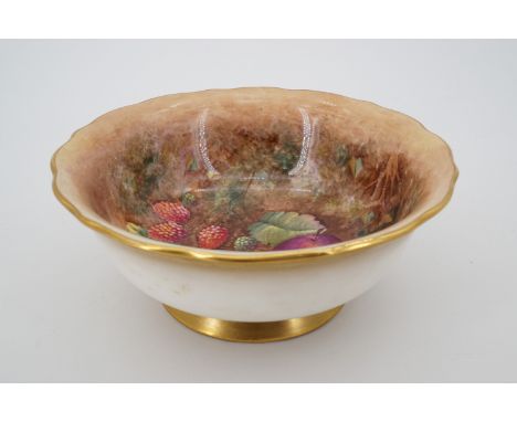 A Royal Worcester fruit study bowl hand-painted by J Cook, 20 cm