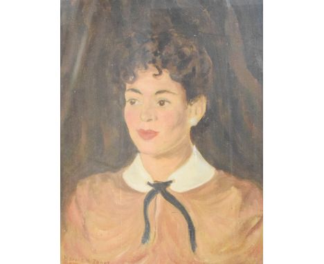 Harold H. Jones  (possibly) FRSA (British 1904-1992) oil on board, portrait of a Mavis Rogerson, bearing signature lower left