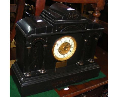 Large Victorian slate striking mantel clock