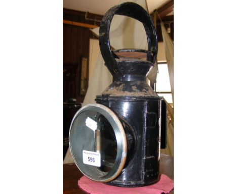 An old railway lamp - initialled L.P.T.B - 31cm high