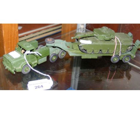 Dinky Toys No. 698 and 660 Army Tank Transporter with Tank