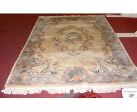 Chinese style carpet with floral border and centre medallion - 280cm x 184cm