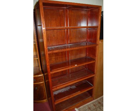 A set of three contemporary Chinese hardwood freestanding open bookshelves  Condition Report / Extra Information Height 182cm