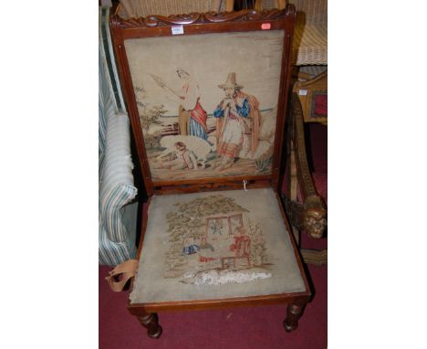 A Victorian faded rosewood? and tapestry upholstered side chair