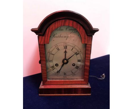A late George III satinwood and ebony strung dome-top four glass mantel clock, the eight-day single train gut-driven fusee mo