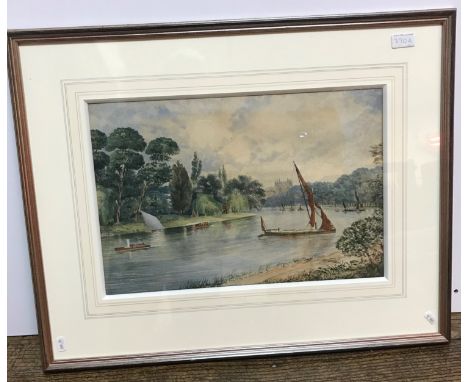 R CADOGAN ROTHERY "From Twickenham Ferry, a study of Twickenham Ferry and Eel Pie Island with view of Star &amp; Garter Hotel