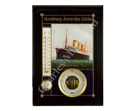 A RARE HAMBURG-AMERIKA LINE TRAVEL AGENTS ADVERTISING BAROMETER/THERMOMETER/HYGROMETER FOR THE S.S. IMPERATOR , CIRCA 1912 th