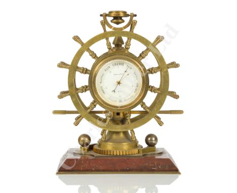 A FINE MARINE-THEMED PRESENTATION CLOCK BY JONES &amp; SONS, PARIS, CIRCA 1877 composed as a 12-spoke double helm inscribed a