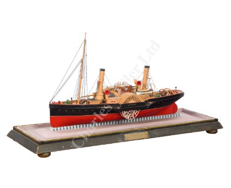 A DETAILED CONTEMPORARY SCALE MODEL FOR H.M.PADDLE TUG ESCORT , CIRCA 1896 carved and painted hull with scored decking with p