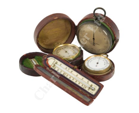 Ø A POCKET BAROMETER BY NEGRETTI &amp; ZAMBRA, LONDON, CIRCA 1890 the 2¼in. silvered dial signed as per title and numbered 26