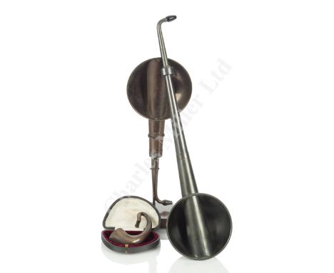 A TELESCOPIC RESONATOR BY HAWKSLEY, LONDON, CIRCA 1920 constructed in oxidised brass with maker's label to front and ebonite 