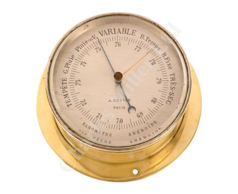 AN ANEROID BAROMETER BY A. REDIER, PARIS, FOR THE IMPERIAL RUSSIAN NAVY CIRCA 1890 signed on the 4in. silvered dial as per ti