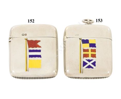 AN AMUSING LATE VICTORIAN 'FLAG SIGNAL' VESTA CASE, 1891 silver, hallmarked for Chester, 1891, the front carrying a hoist of 