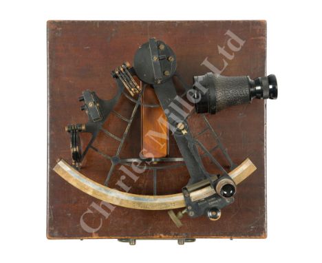 A 7IN. RADIUS VERNIER SEXTANT BY C. PLATH, HAMBURG, CIRCA 1925 the ebonised ladder frame with polished arc signed as per titl