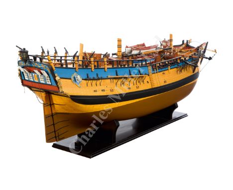 A FINELY CONSTRUCTED AND DETAILED ?IN:1FT SCALE UNRIGGED MODEL OF CAPTAIN COOK’S BARK ENDEAVOUR AS FITTED FOR HIS FIRST VOYAG