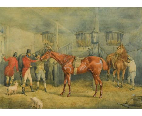 Henry Alken (1785-1851) Stable interior - Hunting morningsigned with initials 'H A' on the barrel lower rightpencil and water
