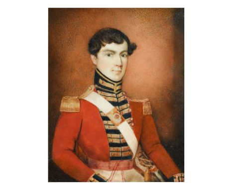 English School, circa 1825 Portrait miniature of an officer, believed to be Ralph Smith (1806-1845) of the 28th Regiment (Ben