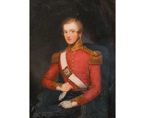 English School, 19th century Portrait miniature of an officer in the uniform of the 58th Bengal Native Infantry, circa 1830 -