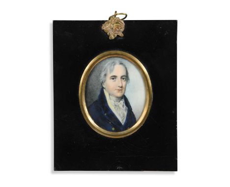 Follower of George Engleheart Portrait miniature of William Lygon, 1st Earl Beauchamp (1747-1816) in a blue coat watercolour 