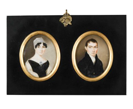 English School, circa 1810 A pair of portrait miniatures of a lady and a gentleman, said to be members of the Lloyd banking f