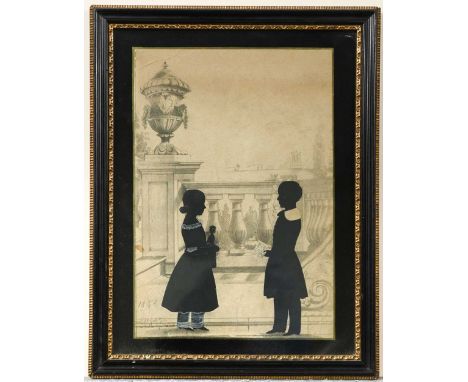 Samuel Metford of Somerset (1810-1896), a silhouette portrait of two children, being Albert Simpson and his sister Emily Spen