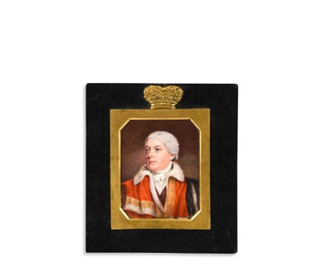 Attributed to Henry Pierce Bone (1779-1855) Portrait miniature of an unknown nobleman in peer's robes, surmounted by a ducal 